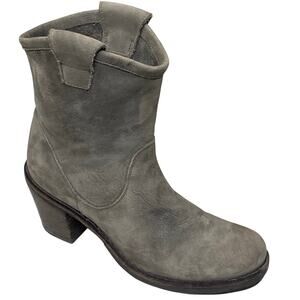 Fiorentini + Baker Ankle Boots Gray Suede Leather Block Heel